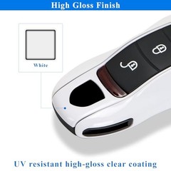 3-Piece Painted Key Cover Key Fob Shell Compatible with Porsche Key White