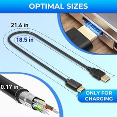 USB to HDMI Cable, USB 2.0 Male to HDMI Male Charger Cable Splitter Adapter