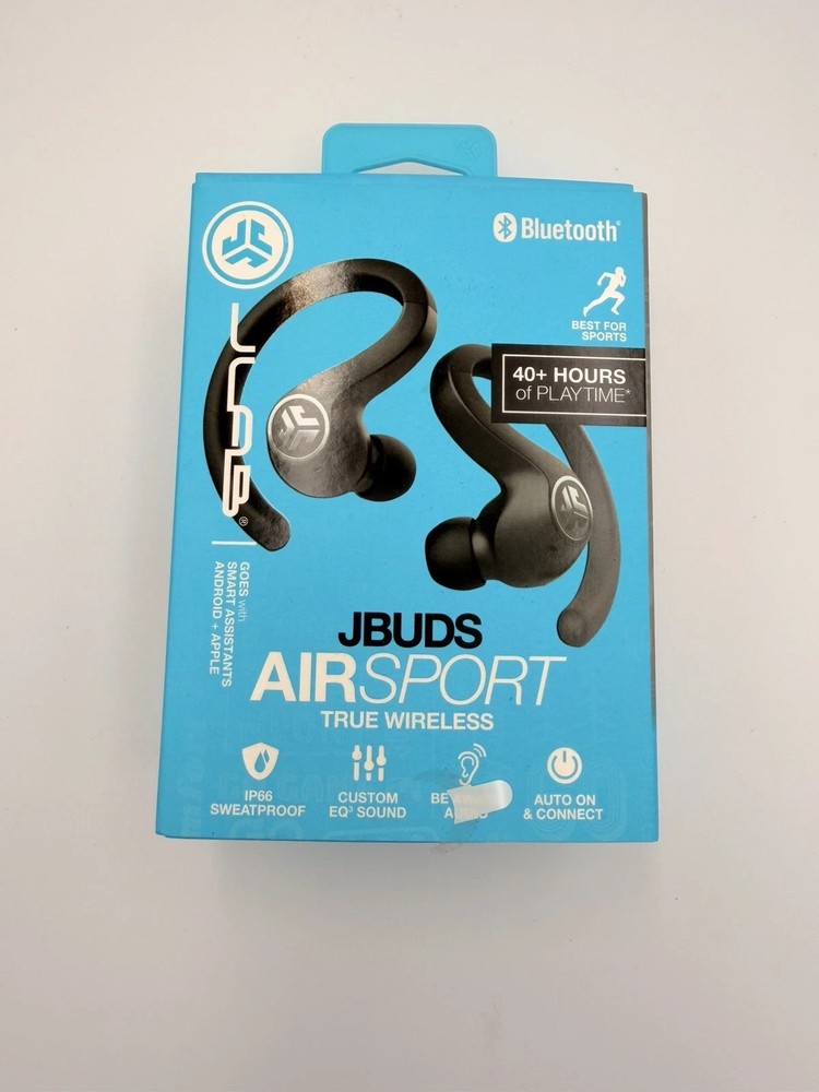 JLab JBuds Air Sport True Wireless Earbuds – Black – IP66 Sweatproof – USED