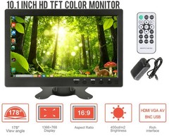 Portable Monitor HD 10″ Display Screen with AV VGA HDMI Input External display