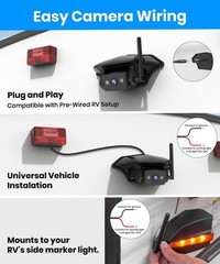 AUTO-VOX Wireless Rear & Side View Camera 7.2″ 1080P Triple-Split Screen Monitor