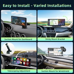 Lamtto 10.26″ Touch Screen Portable Car Stereo Wireless CarPlay Voice Control FM