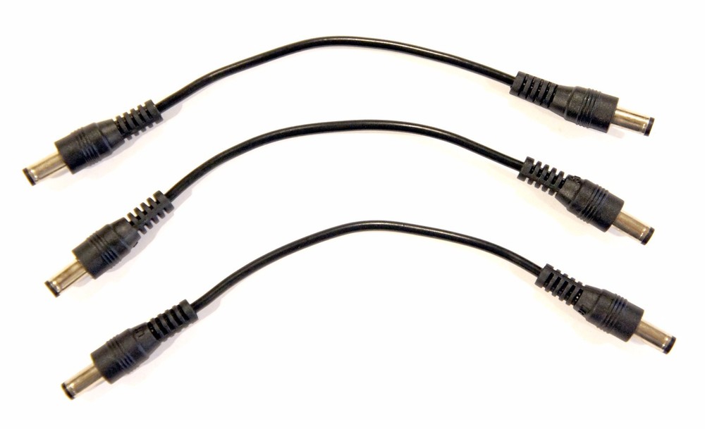 (3) DC 12VDC 12V 9V Power Adapter Male to Male 6″ patch cable 2.1 mm x 5.5 mm