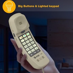 AT&T 210 Basic Trimline Corded Phone Single Line No AC Power Required Beige