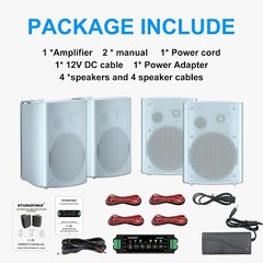 4x STUDIOFINIX 800W 6.5″ Bluetooth Speakers Outdoor Waterproof Wall Amplifier