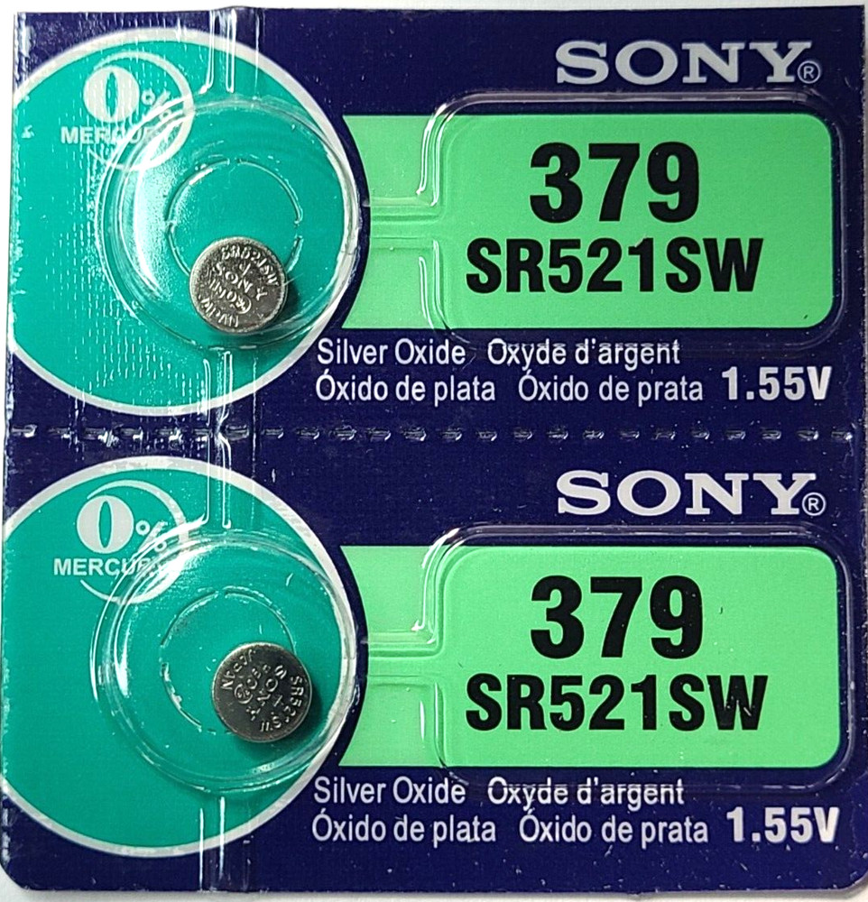 379 SONY 2PK 1.55V SILVER OXIDE (GOOD EXP 10/30) SR521SW 280-59 FREE SHIPPING