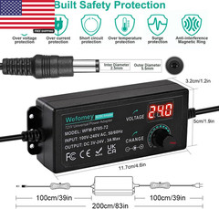 Universal Power Supply 3V~24V 3A 72W Adjustable Variable 3V 5V 9V 12V 18V 20V 24