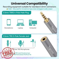 Togconn 3.5mm TRS to TRRS 2 Pack Adapter Male/Female