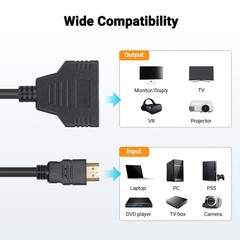 11.8″ HDMI Cable Adapter Male To Dual Female 2.0 Converter 1 in 2 out Splitter