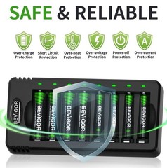 ✅ NEW! BEVIGOR Rechargeable AA & AAA Batteries with 8 Bay Smart Battery Charger