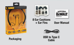 NEW DeWalt Jobsite Pro Wireless Earphones 190 2091 DW2 A Black /Yellow Free Ship